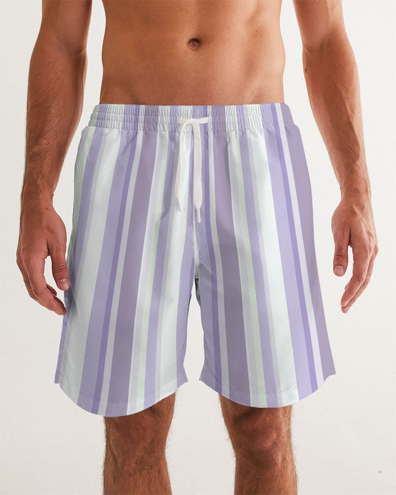 Lavender Stripes 7" Classic Men Swim Trunk