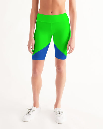 Neon Green Women's Mid-Rise Bike Shorts