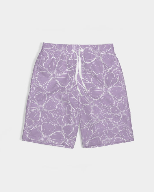 Lavender Floral Kid's Swim Trunk