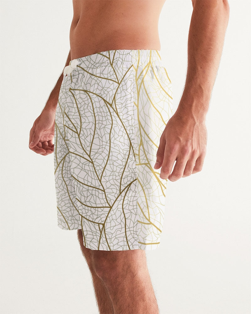 Abstract Gold Leaves 7" Classic Men Swim Trunk