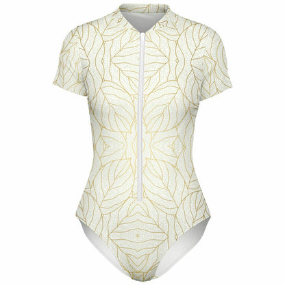 Abstract Gold Leaves Short Sleeve Bodysuit