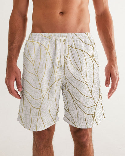 Abstract Gold Leaves 7" Classic Men Swim Trunk