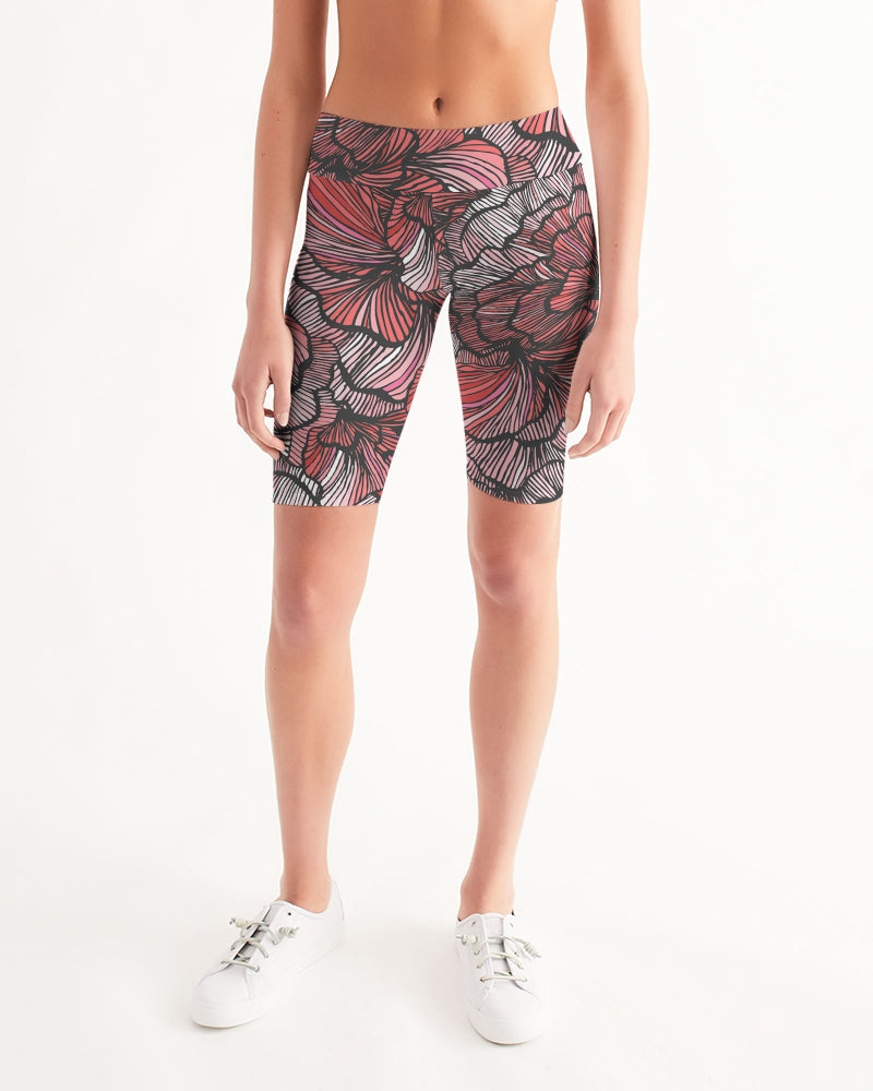 Petal Swirls Women's Mid-Rise Bike Shorts