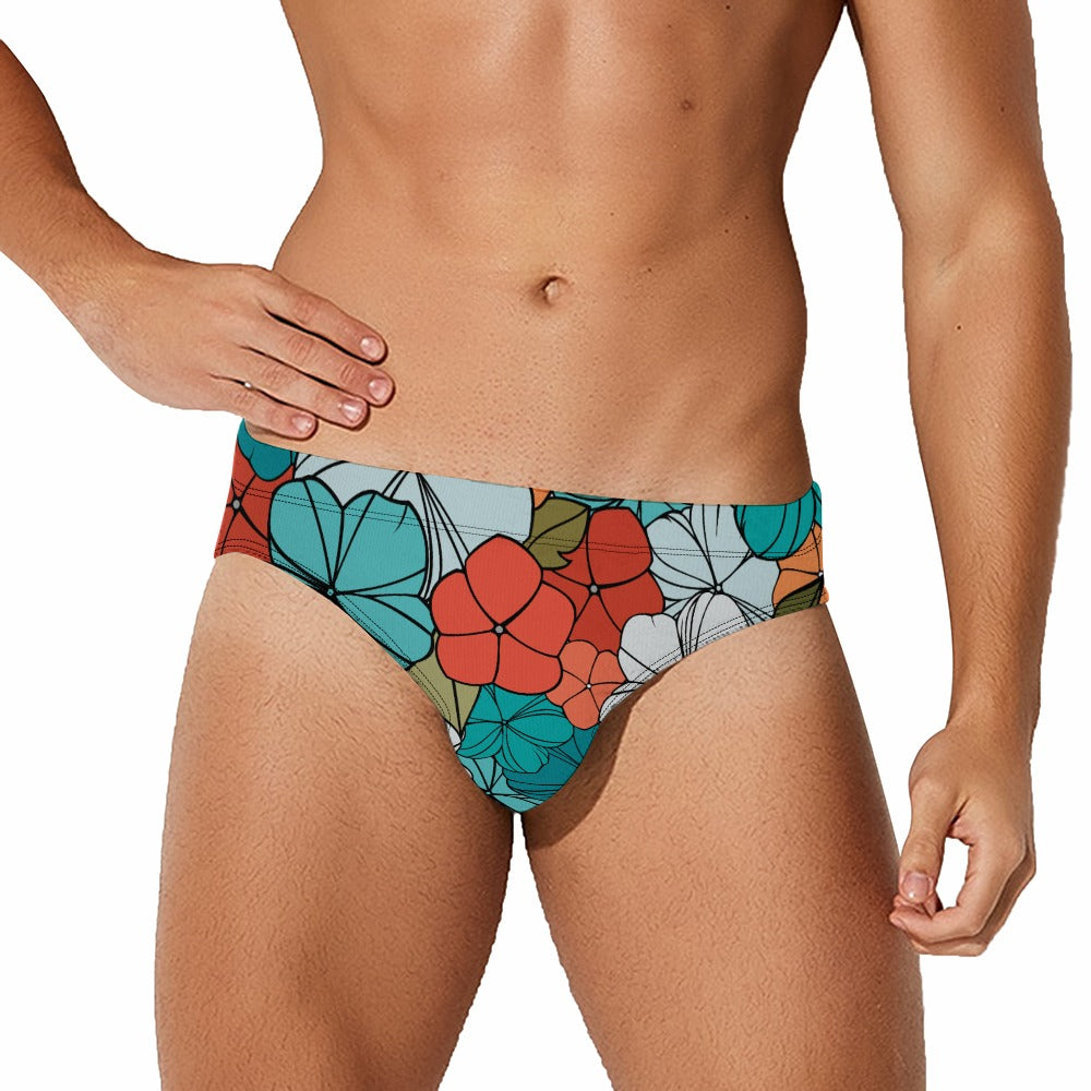 Groovy Floral Men's Swimming Briefs