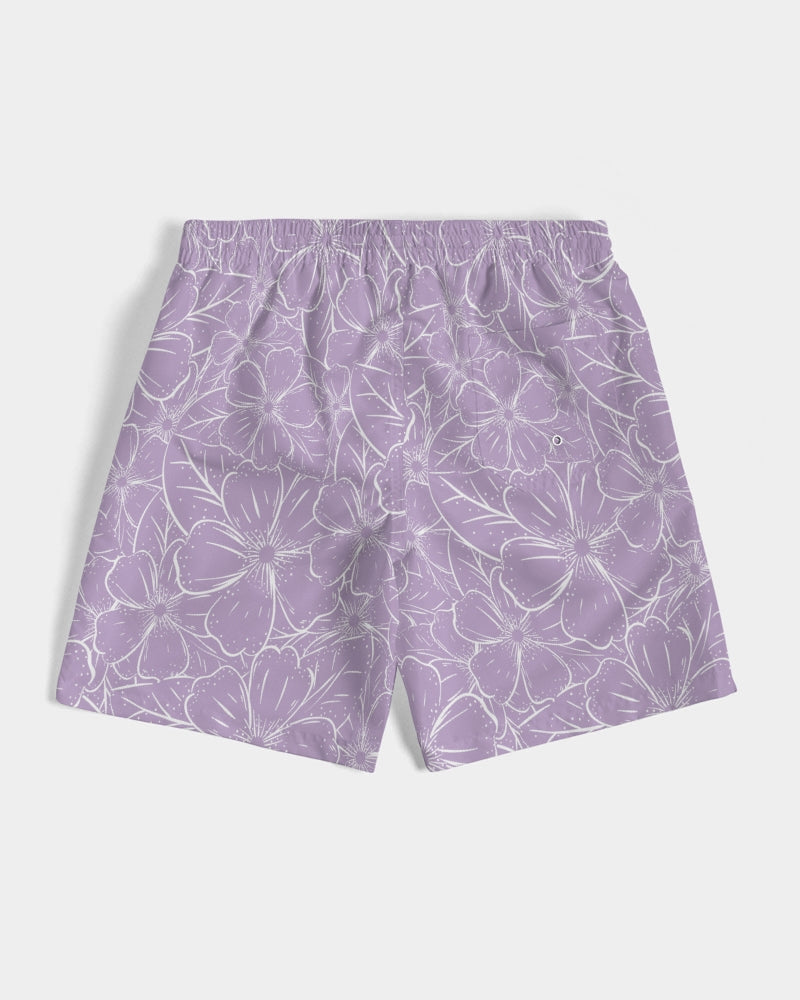 Lavender Floral 7" Classic Men Swim Trunk