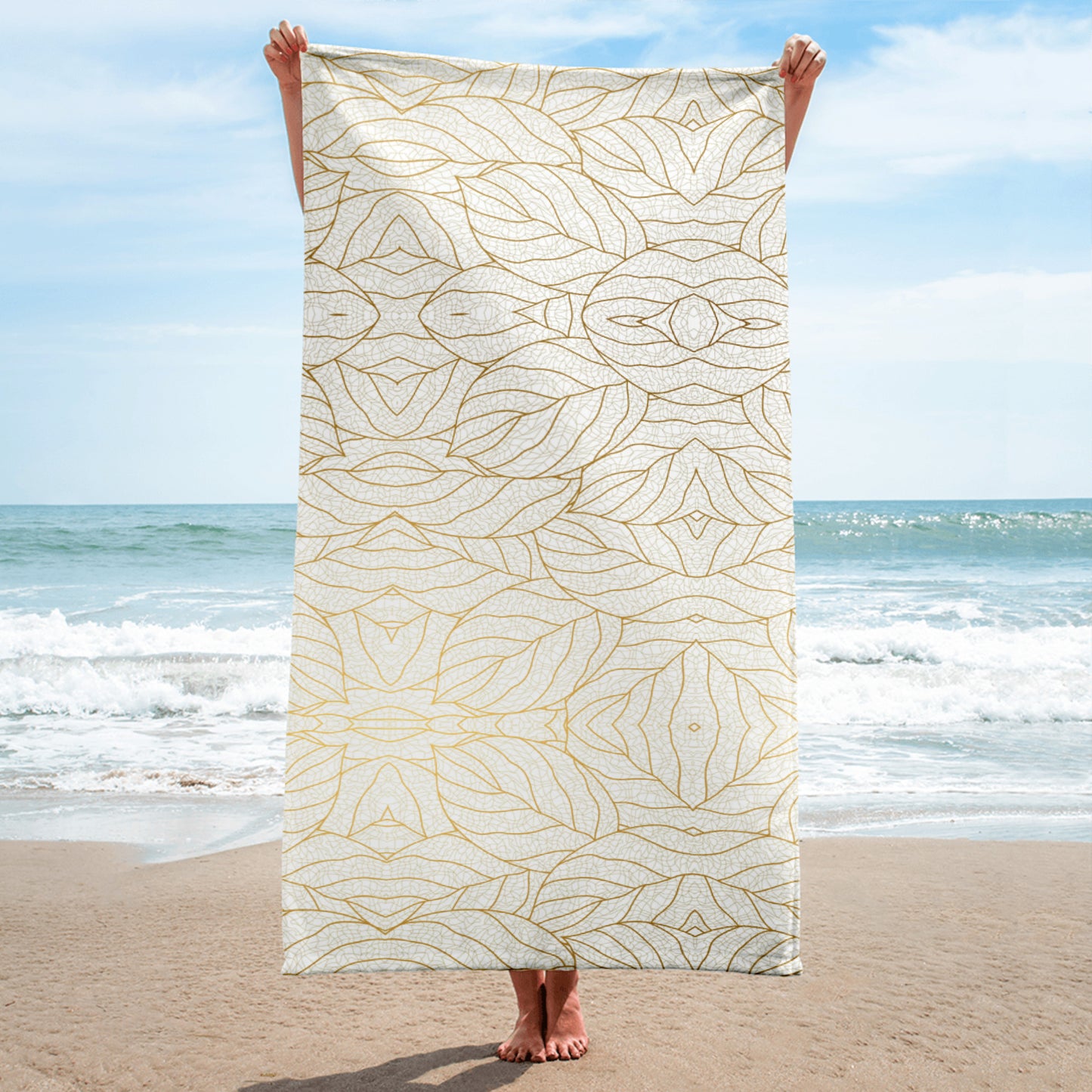 Abstract Gold Leaf Beach Towel